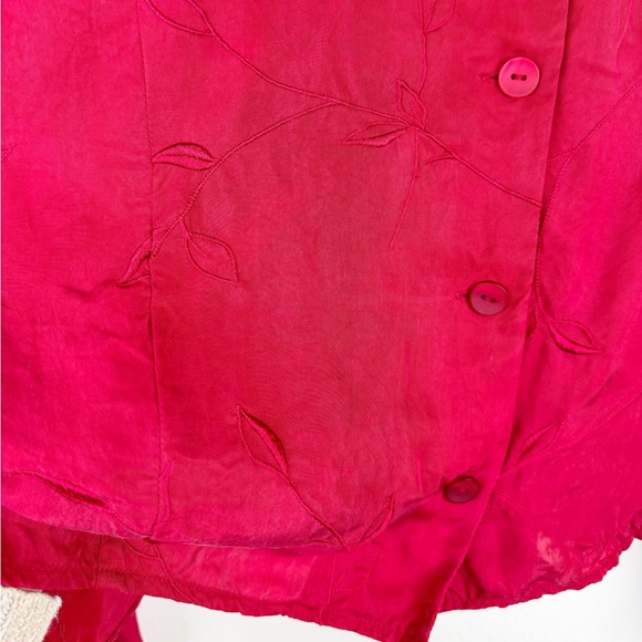 Elisabeth Vintage Red Embroidered Satin Blouse - Picture 3 of 8